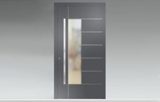 moderne Tür mit vertikalem Glaseinsatz